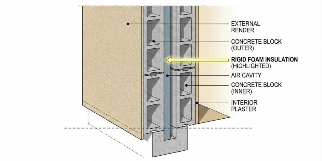 Layered cross-section of a typical UAE external wall