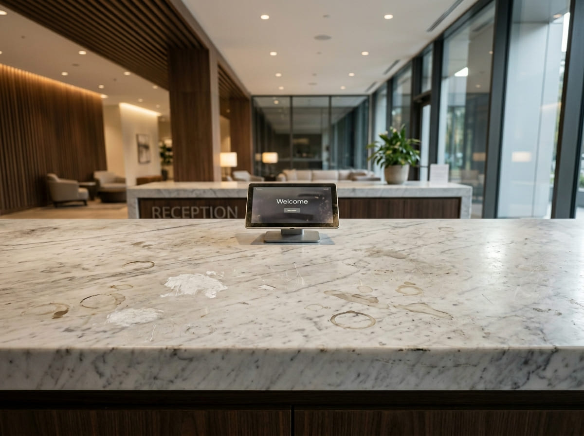 Marble Reception Counter with stains