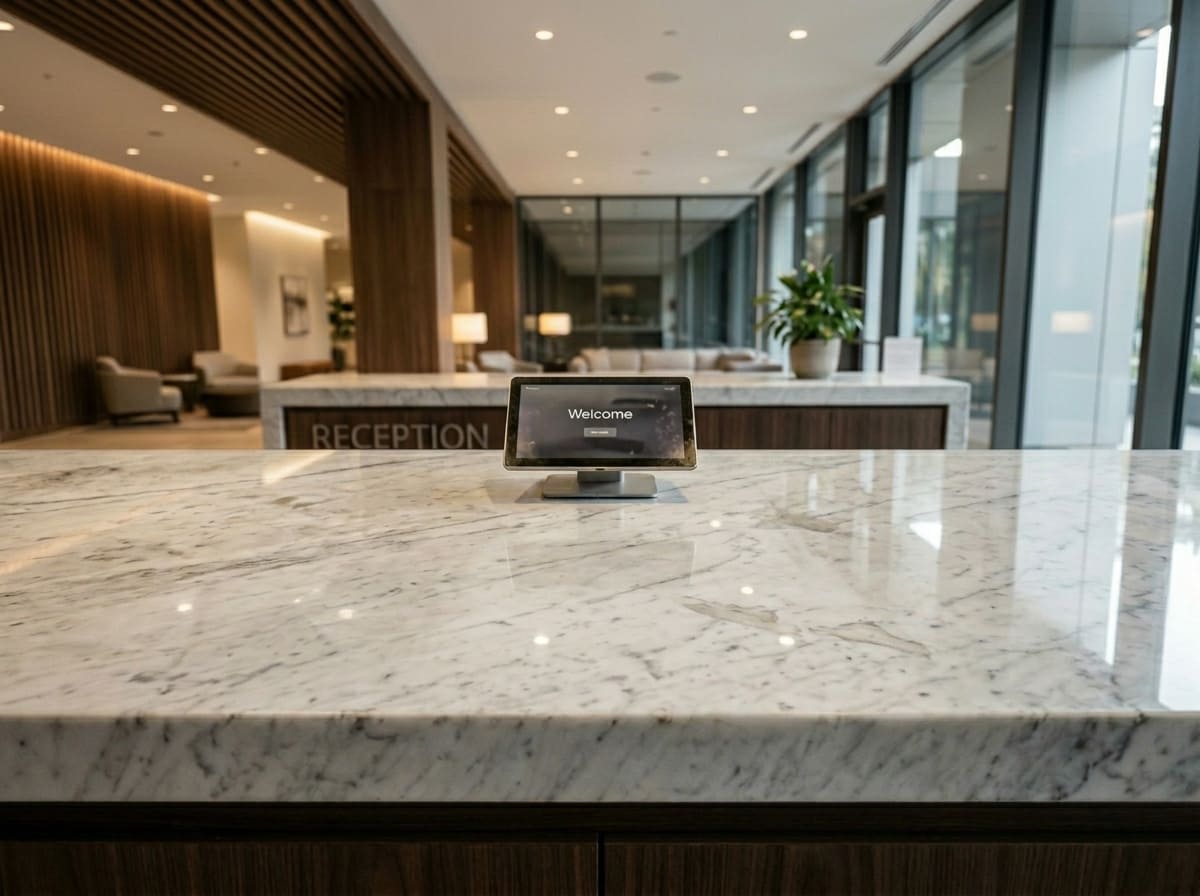 Marble Reception Counter protected with TuffSkin