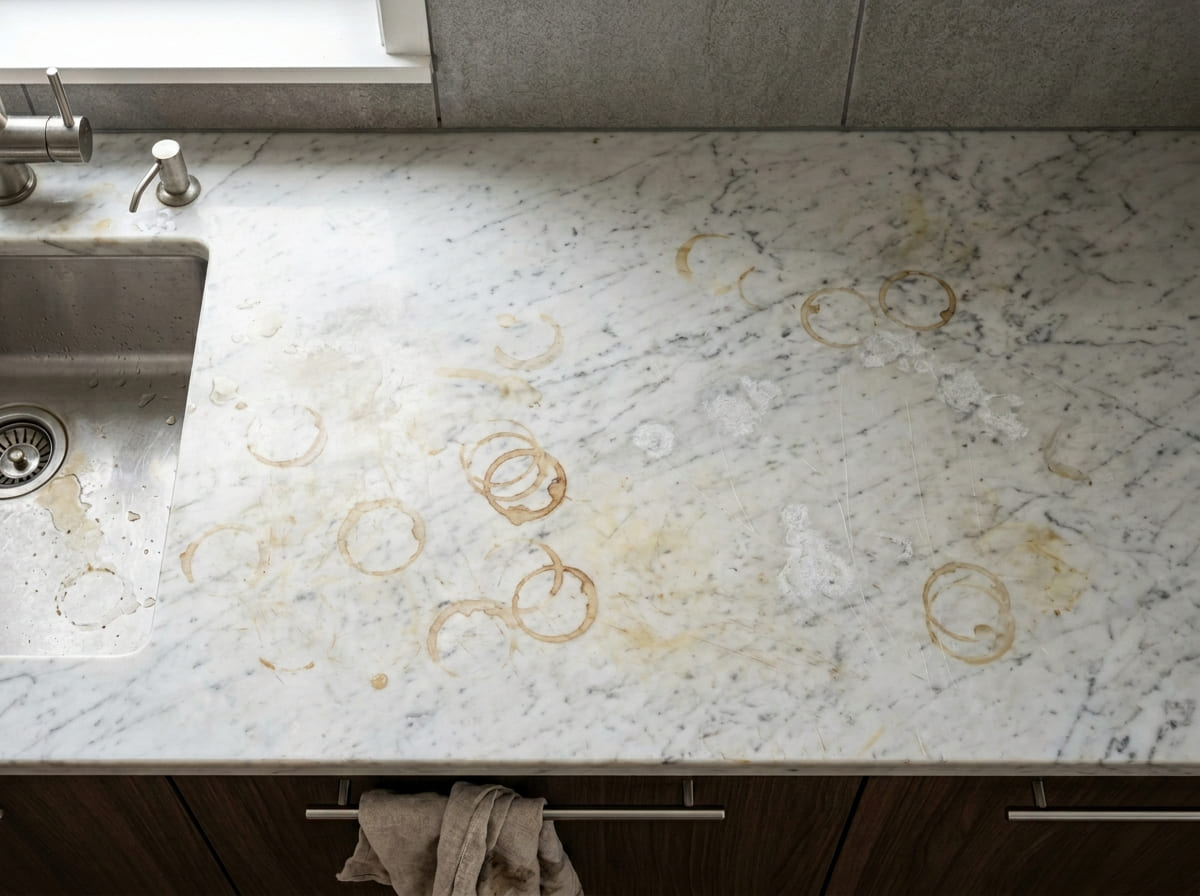 White marble with stains