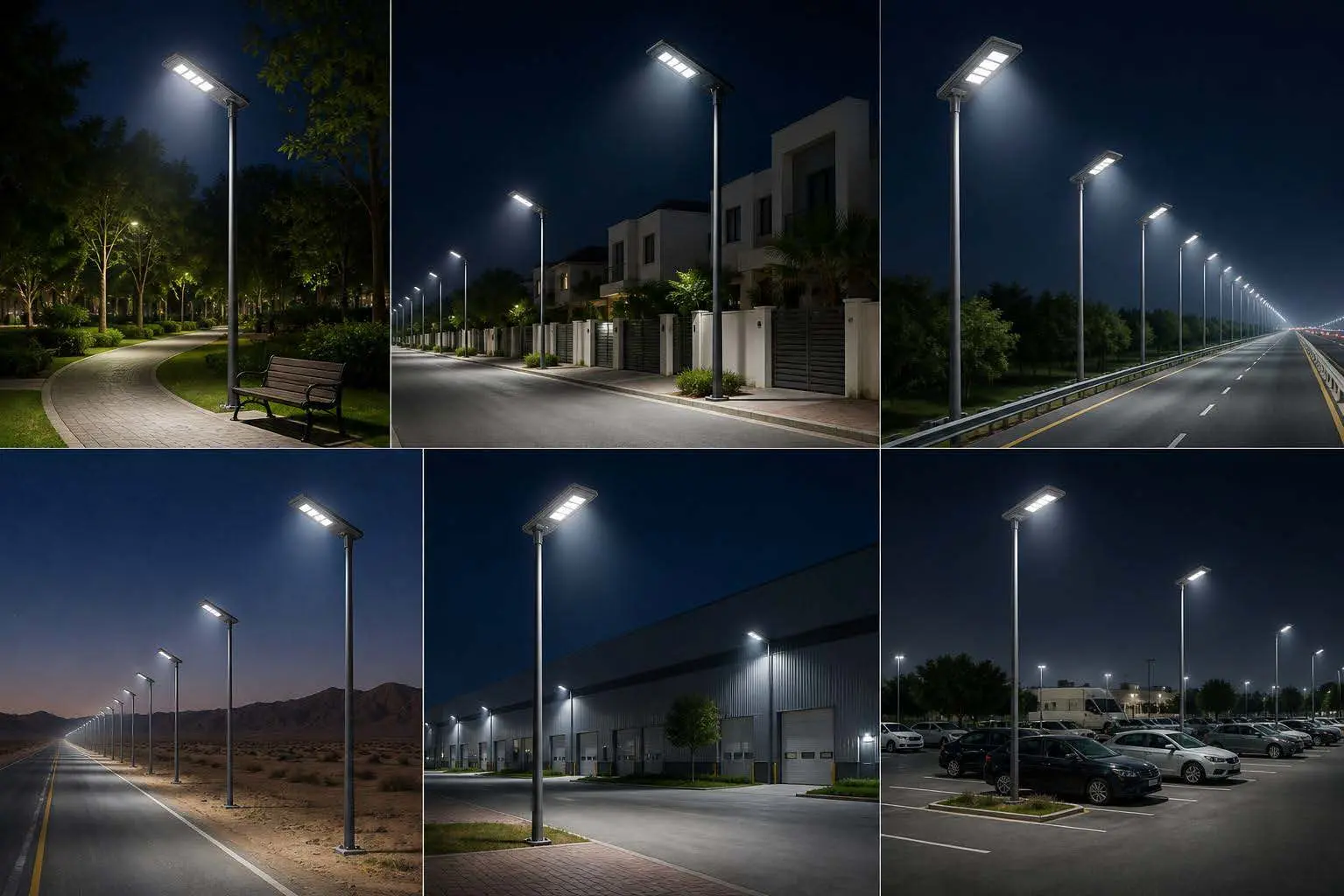 All-in-one solar street light installed at a project site in the UAE